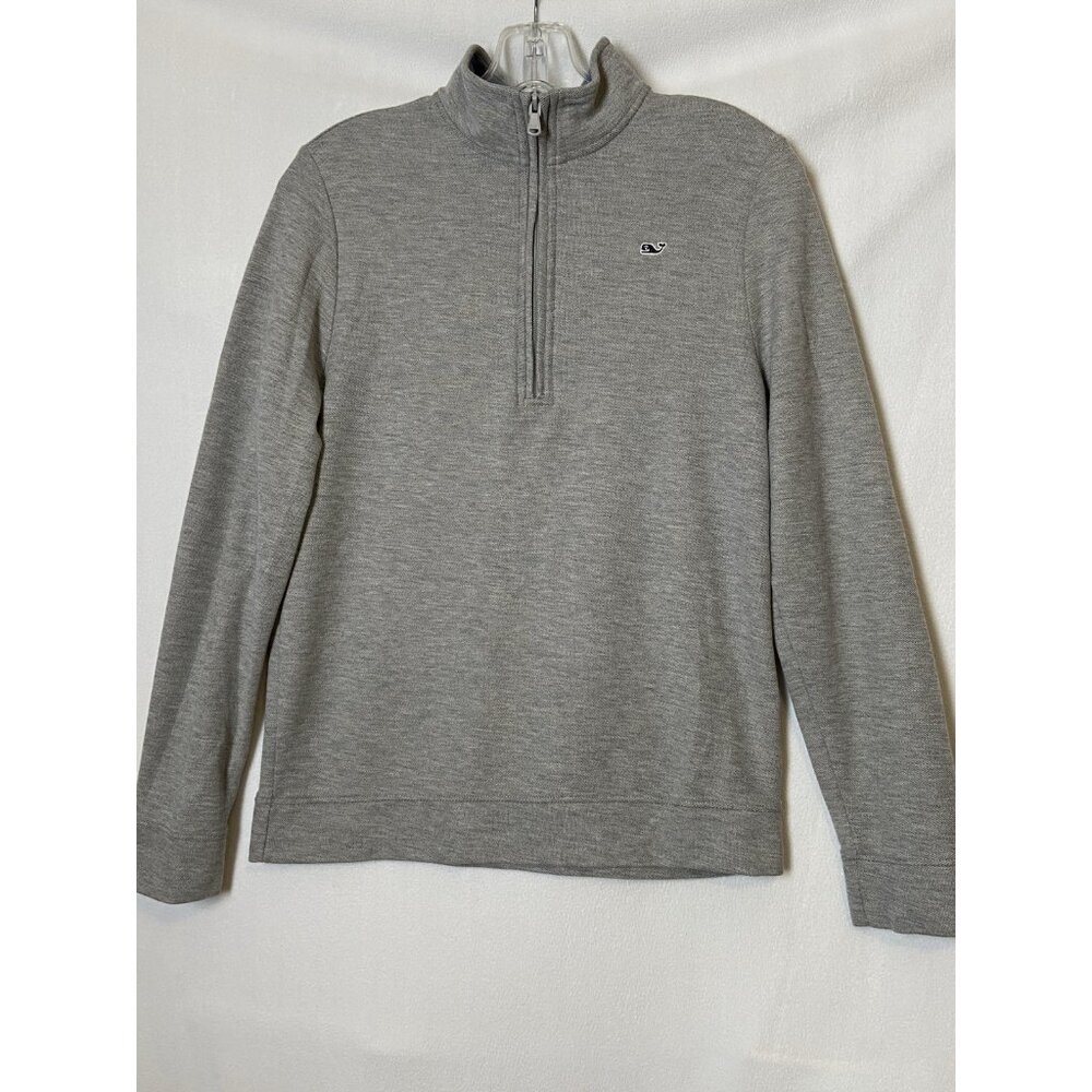 Vineyard Vines 1/4 Zip Pullover Boys Sz L(16) Gray Pima Cotton Mock Neck L/S